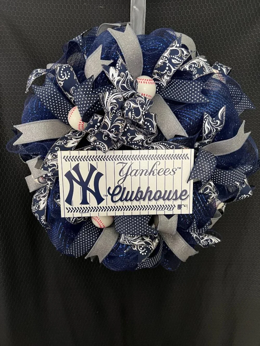 N Y Yankees Deco Mesh Wreath